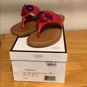 NEW COACH 6 Shanna crinkle Patent leather sandals